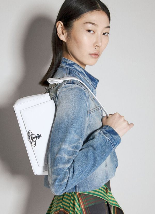 Vivienne Westwood HAZEL 中號白色皮革腋下包 