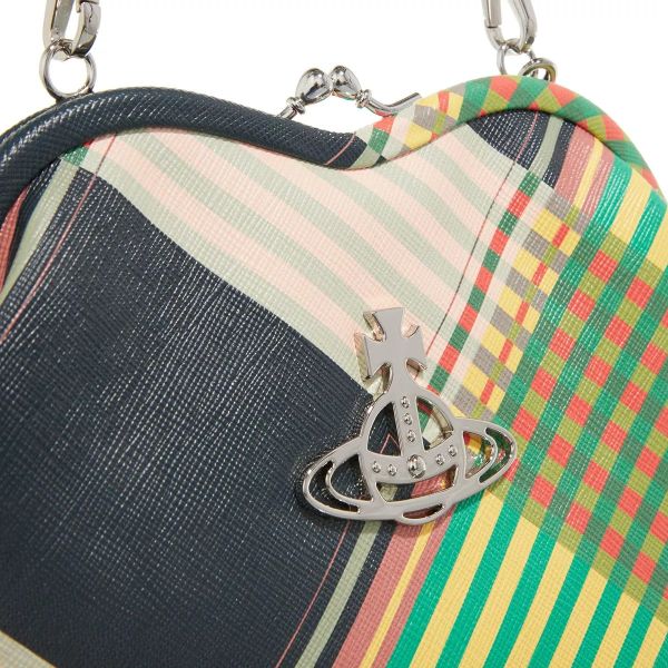 Vivienne Westwood Belle 格紋愛心鏈條餃子包 