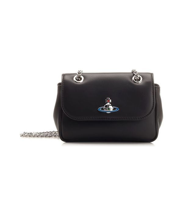Vivienne Westwood 黑色羊皮 小鏈條包 
