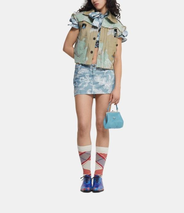 Vivienne Westwood Granny Frame藍色小羊皮鏈條水餃包 