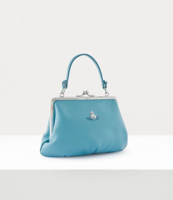 Vivienne Westwood Granny Frame藍色小羊皮鏈條水餃包 