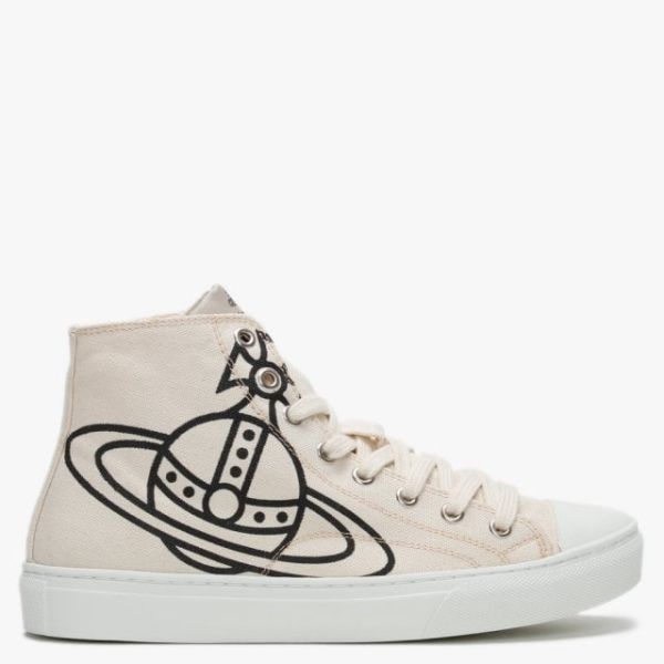 Vivienne Westwood Vegan Plimsoll 高筒米色帆布鞋 