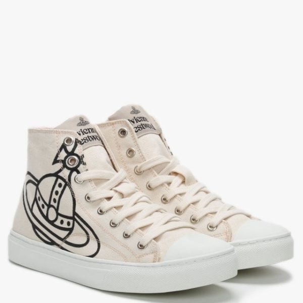 Vivienne Westwood Vegan Plimsoll 高筒米色帆布鞋 