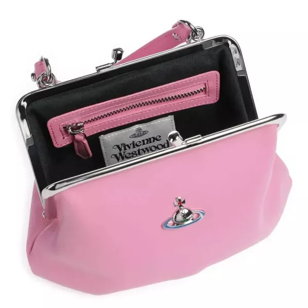 Vivienne Westwood Granny Frame粉色小羊皮鏈條水餃包 