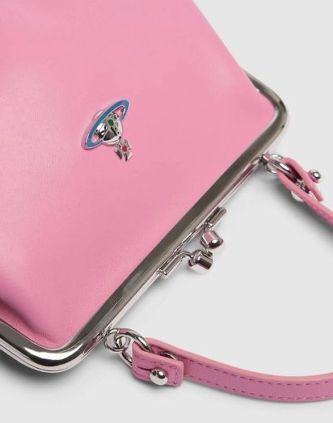 Vivienne Westwood Granny Frame粉色小羊皮鏈條水餃包 