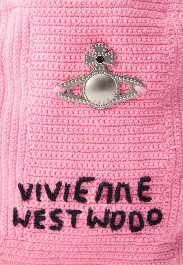 Vivienne Westwood Mabel 小號粉色鉤針編織托特包 