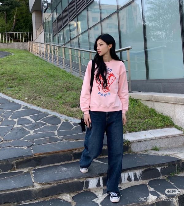 KENZO ELEPHANT 粉色刺繡運動衫 (woman) 