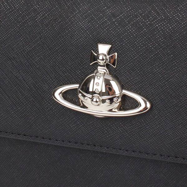 Vivienne Ｗestwood 黑色牛皮小方包 