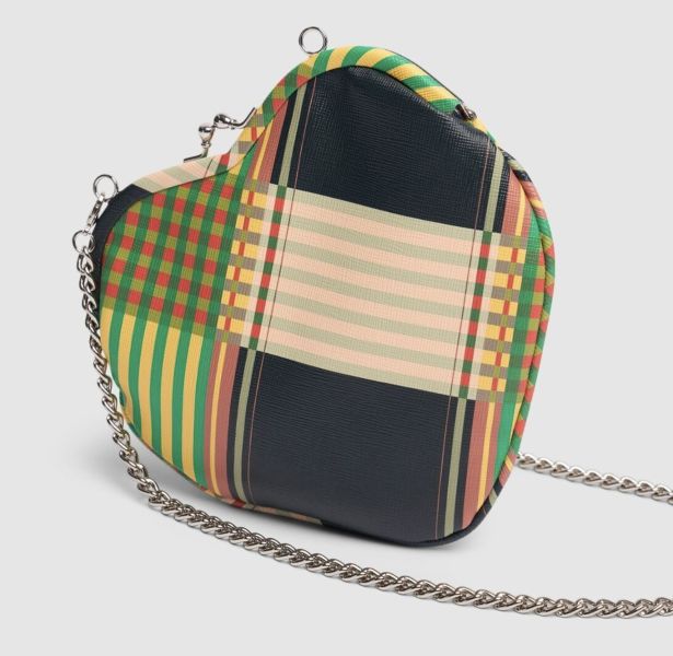 Vivienne Westwood Belle 格紋愛心鏈條餃子包 