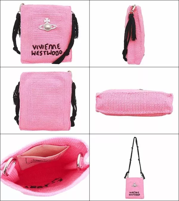 Vivienne Westwood Mabel 小號粉色鉤針編織托特包 