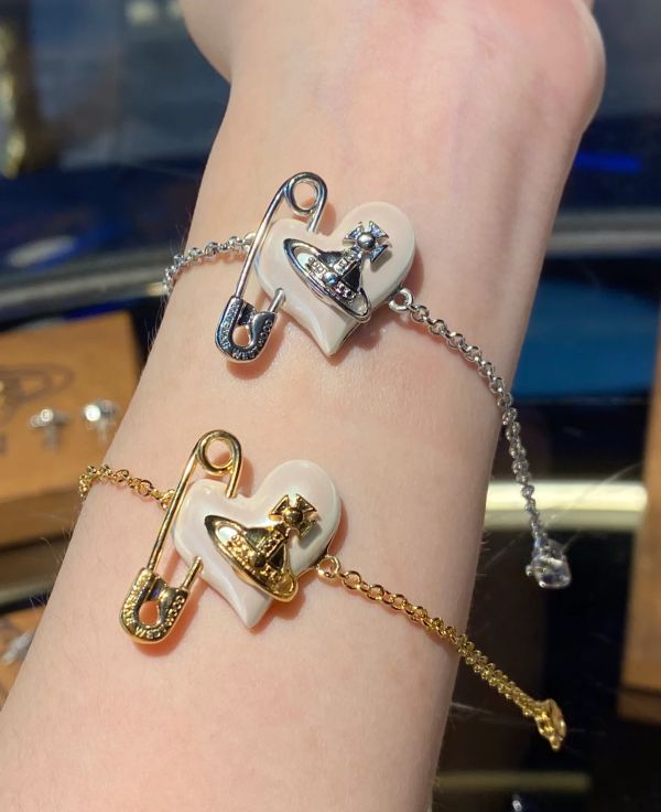 Vivienne Westwood 珍珠愛心別針手鍊 