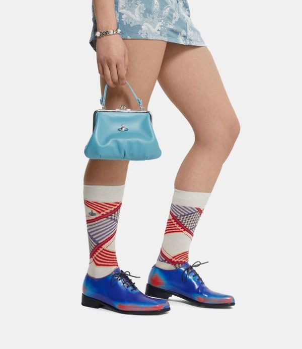 Vivienne Westwood Granny Frame藍色小羊皮鏈條水餃包 