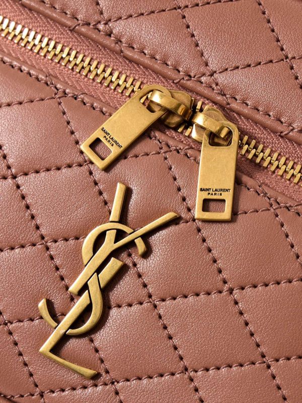 SAINT LAURENT Gaby Vanity粉色絎縫皮革迷你肩背包 