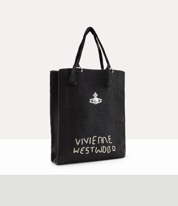 Vivienne Westwood Mabel 大號黑色鉤針編織托特包 
