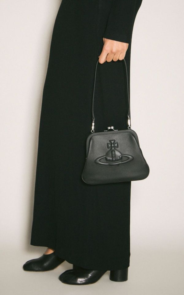 Vivienne Westwood [JENNIE同款]牛皮黑色浮雕包 