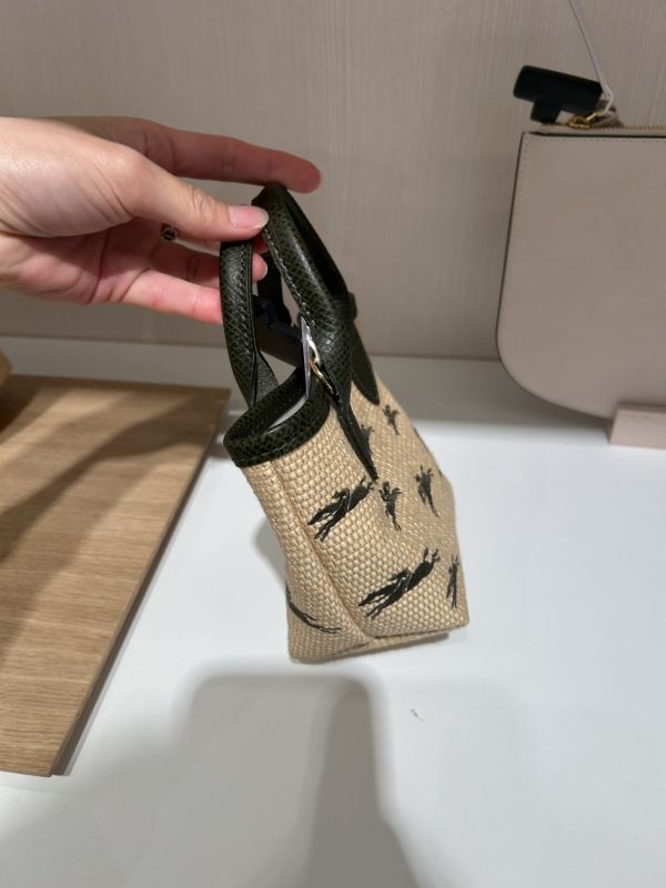 Longchamp LE PANIER PLIAG 軍綠色XS號 編織兩用包 