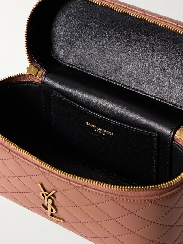 SAINT LAURENT Gaby Vanity粉色絎縫皮革迷你肩背包 