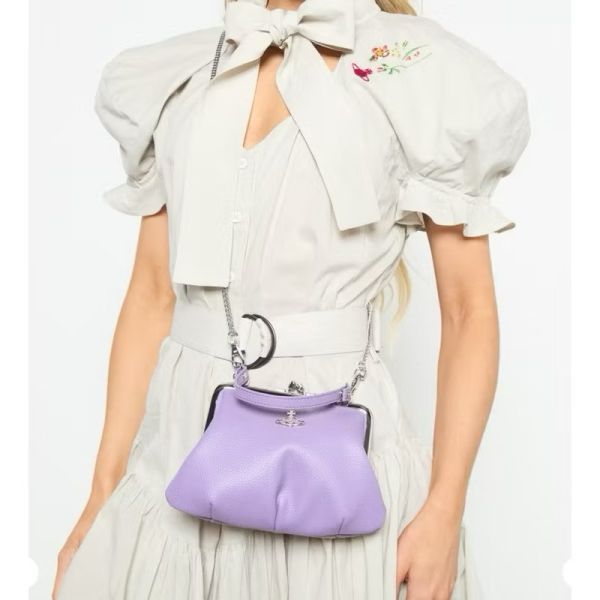 Vivienne Westwood Granny Frame香芋紫荔枝皮鏈條水餃包 