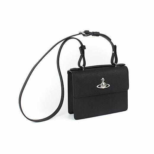 Vivienne Ｗestwood 黑色牛皮小方包 