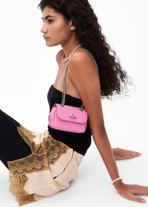 Vivienne Westwood 粉色羊皮 小鏈條包 