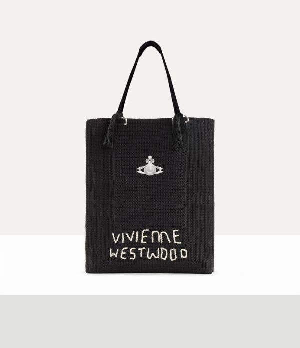 Vivienne Westwood Mabel 大號黑色鉤針編織托特包 