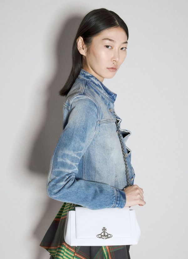 Vivienne Westwood HAZEL 中號白色皮革腋下包 