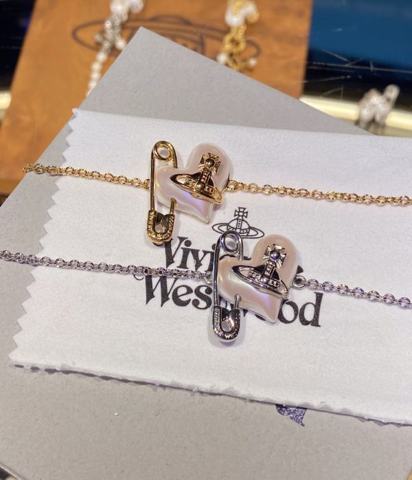 Vivienne Westwood 珍珠愛心別針手鍊 