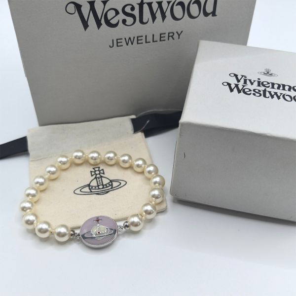 Vivienne Westwood LOELIA 紫色土星圖案珍珠手鏈 