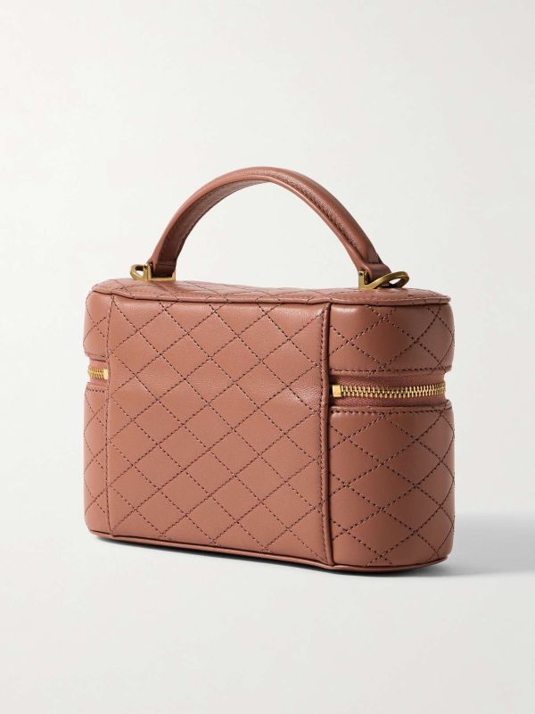 SAINT LAURENT Gaby Vanity粉色絎縫皮革迷你肩背包 