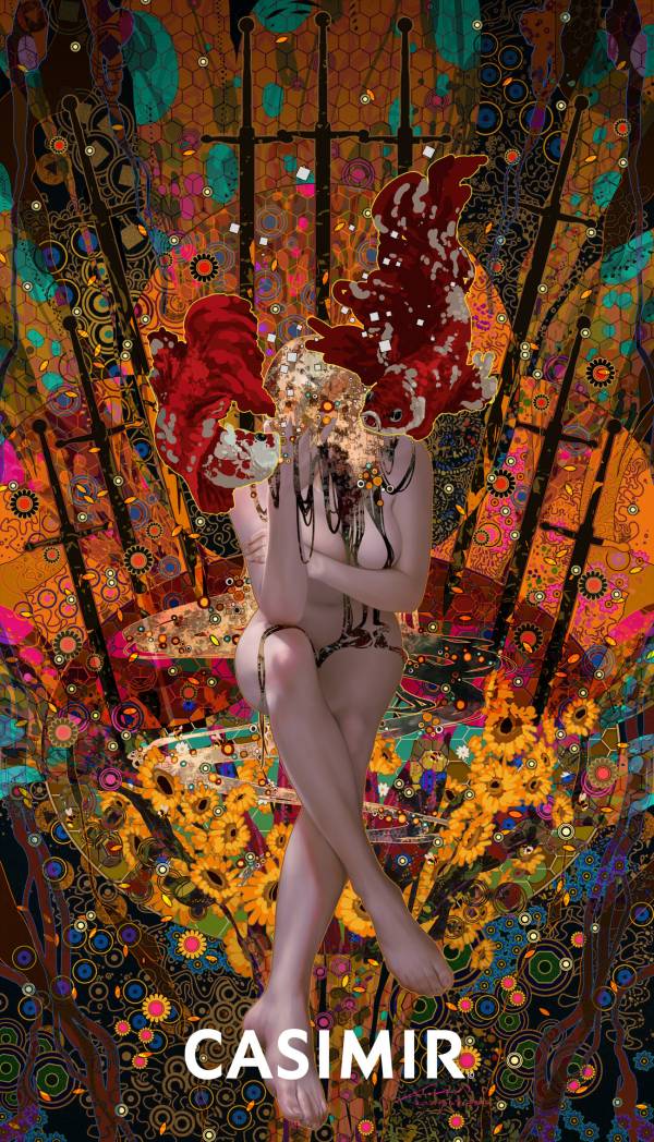 CASIMIR｜Tarot Series - Nine of Swords（寶劍九）限量藝術版畫 casimir,casimir 藝術家,casimir 塔羅,tarot art print,tarot pentacles,money tarot series,限量藝術版畫,博物館等級輸出,塔羅藝術作品,當代藝術收藏,小眾藝術收藏,Neverland Gallery,塔羅小牌錢幣系列,fine art tarot,digital art tarot cards