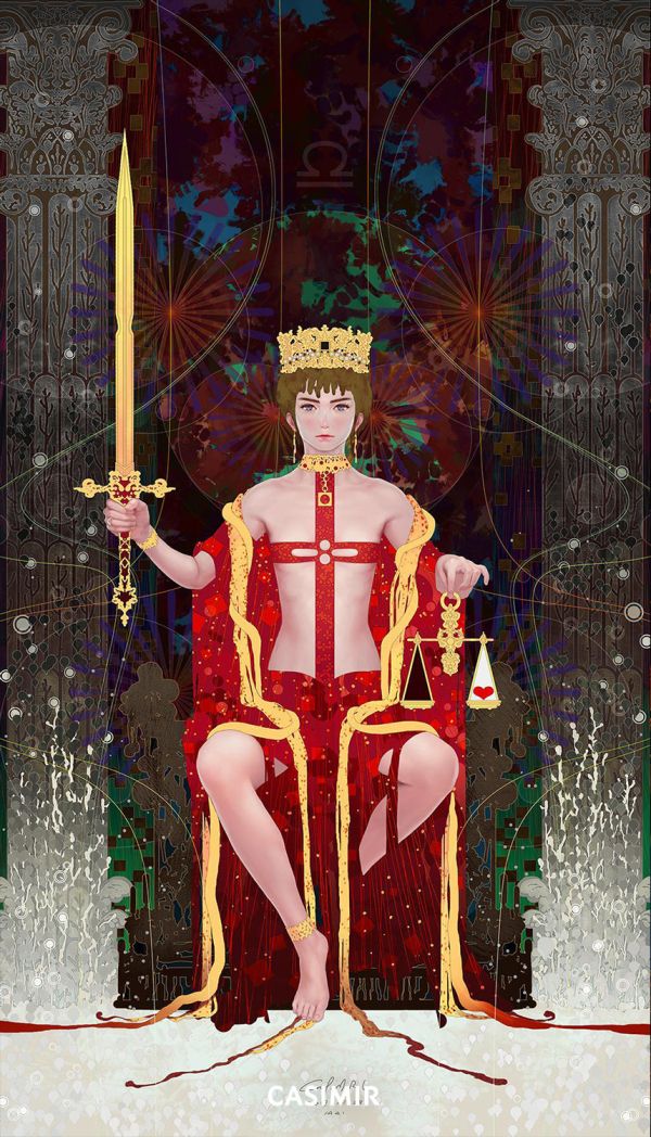CASIMIR｜Justice 正義｜塔羅大牌系列 限量藝術版畫 casimir, casimir tarot, tarot art, tarot major arcana, major arcana art print, tarot illustration, 限量藝術版畫, 塔羅大牌, 塔羅藝術, 塔羅插畫, 當代塔羅, 當代藝術, 靈性藝術, 神秘學藝術, museum grade art print, tarot for collectors, spir