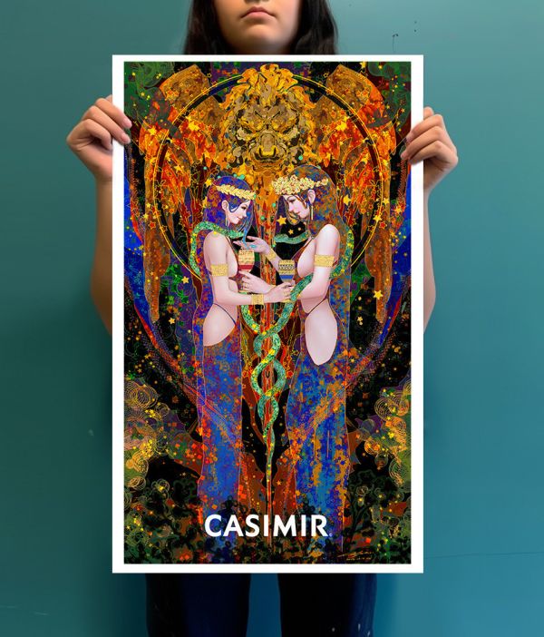 Tarot Series – Two of Cups（聖杯二）限量藝術版畫 casimir,casimir 藝術家,casimir 塔羅,tarot art print,tarot pentacles,money tarot series,限量藝術版畫,博物館等級輸出,塔羅藝術作品,當代藝術收藏,小眾藝術收藏,Neverland Gallery,塔羅小牌錢幣系列,fine art tarot,digital art tarot cards