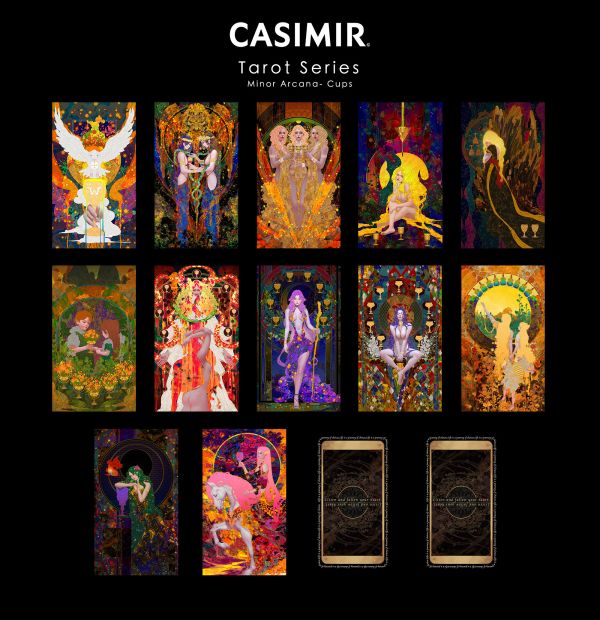 Tarot Series – Two of Cups（聖杯二）限量藝術版畫 casimir,casimir 藝術家,casimir 塔羅,tarot art print,tarot pentacles,money tarot series,限量藝術版畫,博物館等級輸出,塔羅藝術作品,當代藝術收藏,小眾藝術收藏,Neverland Gallery,塔羅小牌錢幣系列,fine art tarot,digital art tarot cards