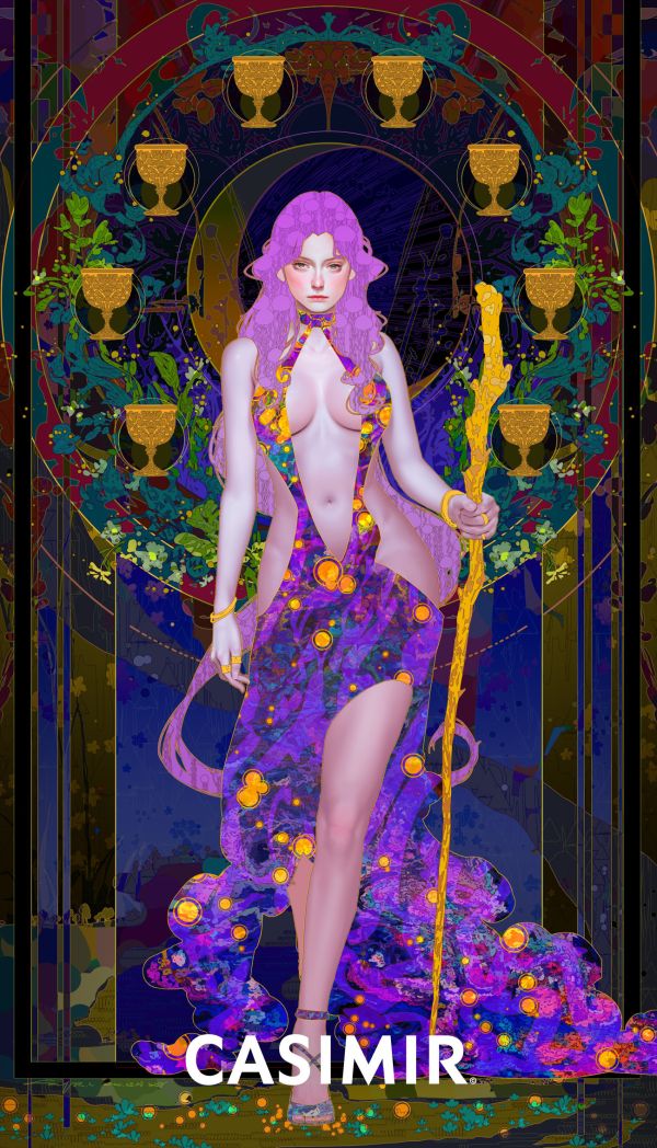 CASIMIR｜Tarot Series – Eight of Cups（聖杯八）限量藝術版畫 casimir,casimir 藝術家,casimir 塔羅,tarot art print,tarot pentacles,money tarot series,限量藝術版畫,博物館等級輸出,塔羅藝術作品,當代藝術收藏,小眾藝術收藏,Neverland Gallery,塔羅小牌錢幣系列,fine art tarot,digital art tarot cards