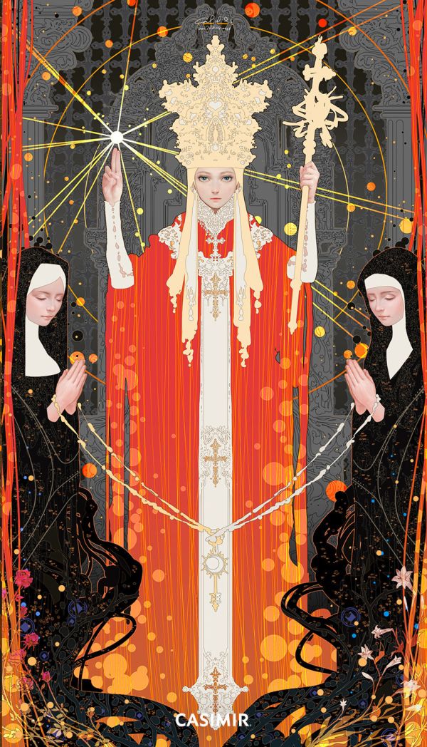 CASIMIR｜The Hierophant 教皇｜塔羅大牌系列 限量藝術版畫 casimir, casimir tarot, tarot art, tarot major arcana, major arcana art print, tarot illustration, 限量藝術版畫, 塔羅大牌, 塔羅藝術, 塔羅插畫, 當代塔羅, 當代藝術, 靈性藝術, 神秘學藝術, museum grade art print, tarot for collectors, spir