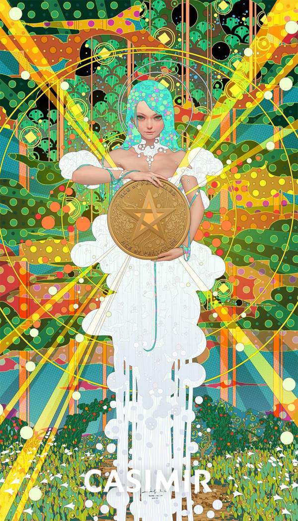 CASIMIR｜Tarot Series - Ace of Pentacles（錢幣王牌）限量藝術版畫 casimir,casimir 藝術家,casimir 塔羅,tarot art print,tarot pentacles,money tarot series,限量藝術版畫,博物館等級輸出,塔羅藝術作品,當代藝術收藏,小眾藝術收藏,Neverland Gallery,塔羅小牌錢幣系列,fine art tarot,digital art tarot cards