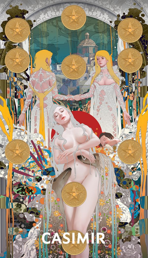 CASIMIR｜Tarot Series - Ten of Pentacles（錢幣十）限量藝術版畫 casimir,casimir 藝術家,casimir 塔羅,tarot art print,tarot pentacles,money tarot series,限量藝術版畫,博物館等級輸出,塔羅藝術作品,當代藝術收藏,小眾藝術收藏,Neverland Gallery,塔羅小牌錢幣系列,fine art tarot,digital art tarot cards