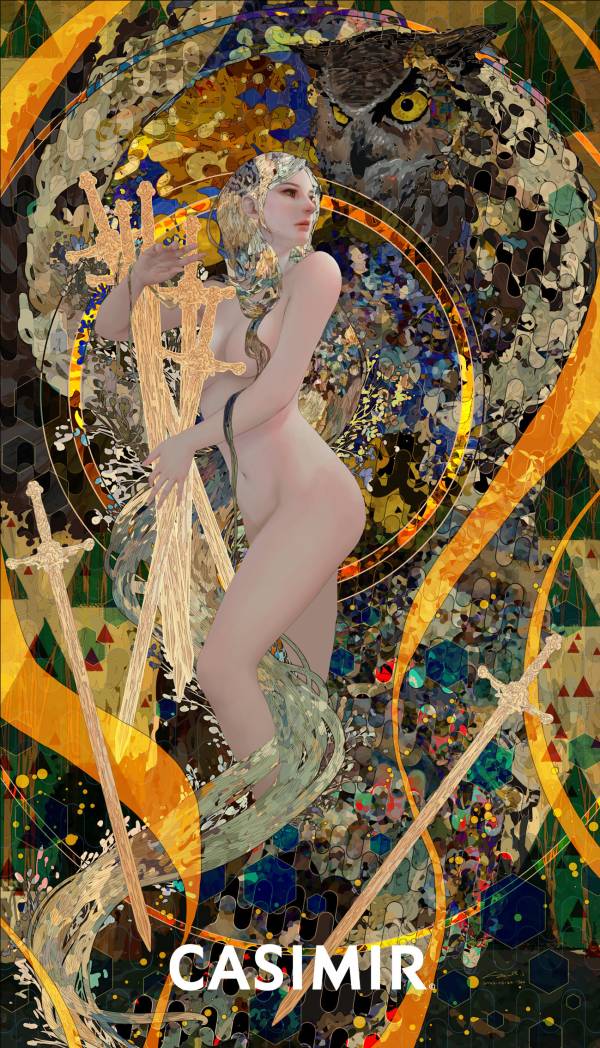 CASIMIR｜Tarot Series - Seven of Swords（寶劍七）限量藝術版畫 casimir,casimir 藝術家,casimir 塔羅,tarot art print,tarot pentacles,money tarot series,限量藝術版畫,博物館等級輸出,塔羅藝術作品,當代藝術收藏,小眾藝術收藏,Neverland Gallery,塔羅小牌錢幣系列,fine art tarot,digital art tarot cards