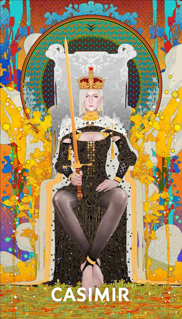 CASIMIR｜Tarot Series - King of Swords（寶劍國王）限量藝術版畫 casimir,casimir 藝術家,casimir 塔羅,tarot art print,tarot pentacles,money tarot series,限量藝術版畫,博物館等級輸出,塔羅藝術作品,當代藝術收藏,小眾藝術收藏,Neverland Gallery,塔羅小牌錢幣系列,fine art tarot,digital art tarot cards