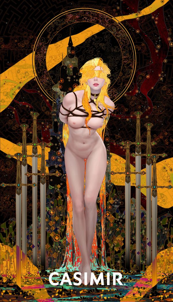 CASIMIR｜Tarot Series - Eight of Swords（寶劍八）限量藝術版畫 casimir,casimir 藝術家,casimir 塔羅,tarot art print,tarot pentacles,money tarot series,限量藝術版畫,博物館等級輸出,塔羅藝術作品,當代藝術收藏,小眾藝術收藏,Neverland Gallery,塔羅小牌錢幣系列,fine art tarot,digital art tarot cards