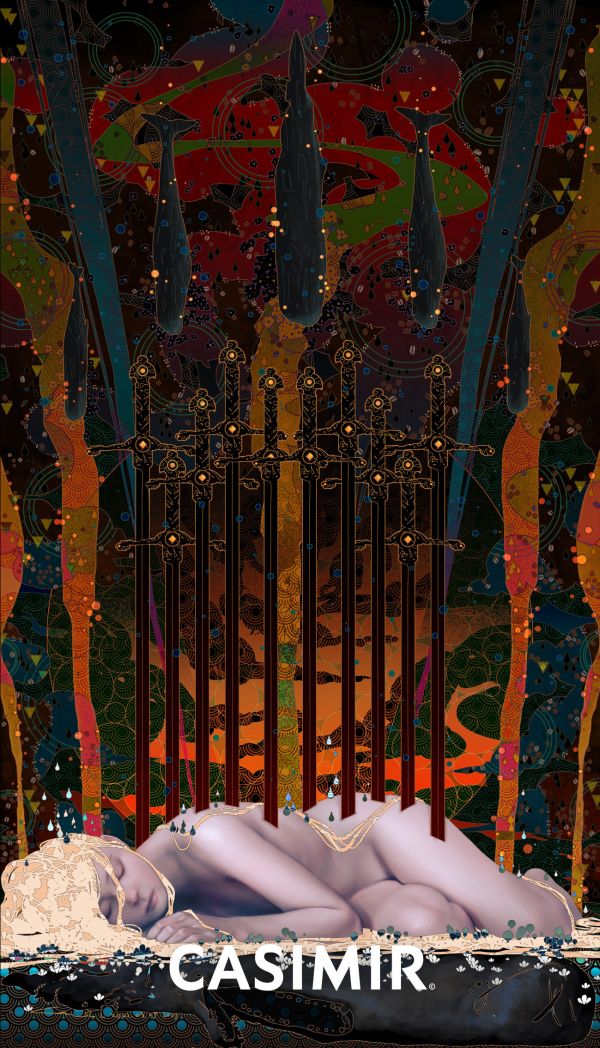 CASIMIR｜Tarot Series - Ten of Swords（寶劍十）限量藝術版畫 casimir,casimir 藝術家,casimir 塔羅,tarot art print,tarot pentacles,money tarot series,限量藝術版畫,博物館等級輸出,塔羅藝術作品,當代藝術收藏,小眾藝術收藏,Neverland Gallery,塔羅小牌錢幣系列,fine art tarot,digital art tarot cards