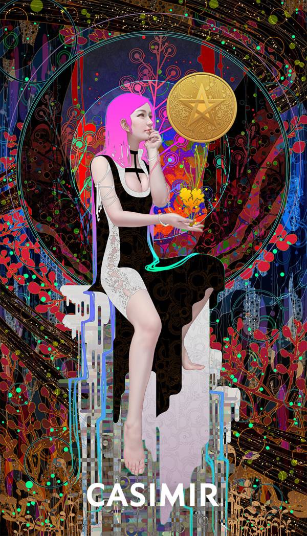 CASIMIR｜Tarot Series - Page of Pentacles（錢幣侍者）限量藝術版畫 casimir,casimir 藝術家,casimir 塔羅,tarot art print,tarot pentacles,money tarot series,限量藝術版畫,博物館等級輸出,塔羅藝術作品,當代藝術收藏,小眾藝術收藏,Neverland Gallery,塔羅小牌錢幣系列,fine art tarot,digital art tarot cards