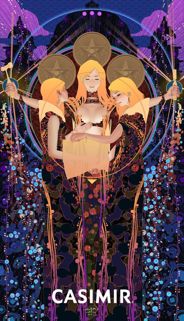 CASIMIR｜Tarot Series - Three of Pentacles（錢幣三）限量藝術版畫 casimir,casimir 藝術家,casimir 塔羅,tarot art print,tarot pentacles,money tarot series,限量藝術版畫,博物館等級輸出,塔羅藝術作品,當代藝術收藏,小眾藝術收藏,Neverland Gallery,塔羅小牌錢幣系列,fine art tarot,digital art tarot cards