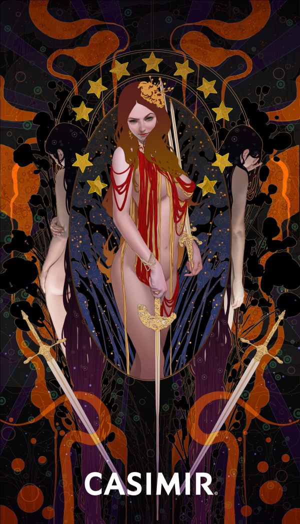 CASIMIR｜Tarot Series - Five of Swords（寶劍五）限量藝術版畫 casimir,casimir 藝術家,casimir 塔羅,tarot art print,tarot pentacles,money tarot series,限量藝術版畫,博物館等級輸出,塔羅藝術作品,當代藝術收藏,小眾藝術收藏,Neverland Gallery,塔羅小牌錢幣系列,fine art tarot,digital art tarot cards