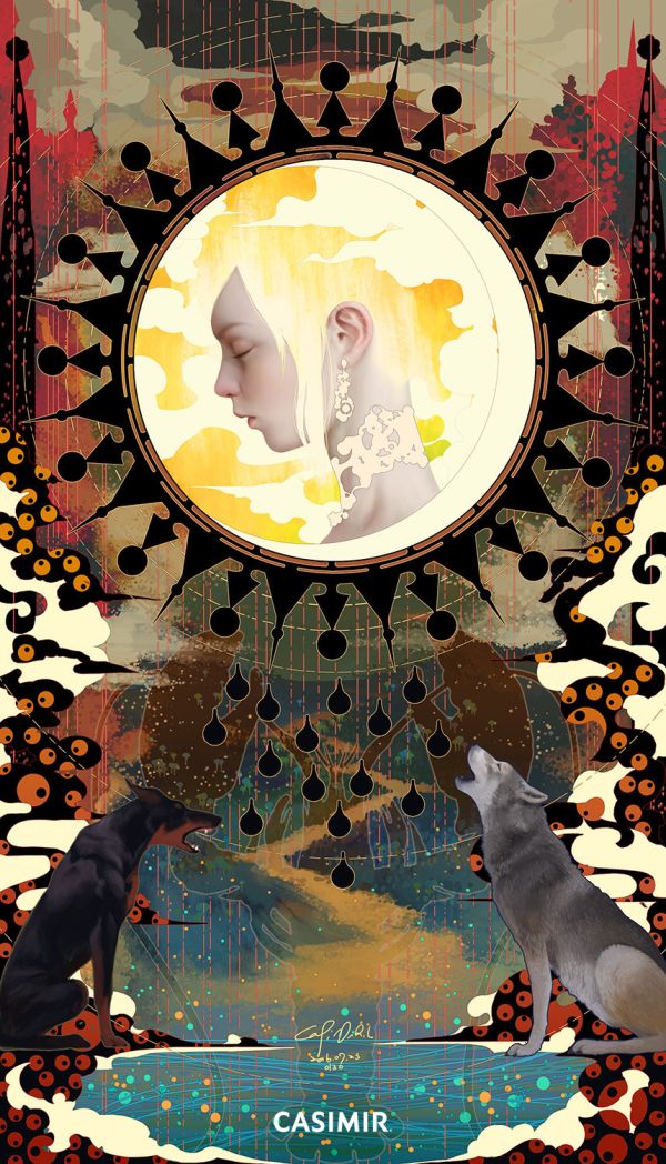 CASIMIR｜The Moon 月亮｜塔羅大牌系列 限量藝術版畫 casimir, casimir tarot, tarot art, tarot major arcana, major arcana art print, tarot illustration, 限量藝術版畫, 塔羅大牌, 塔羅藝術, 塔羅插畫, 當代塔羅, 當代藝術, 靈性藝術, 神秘學藝術, museum grade art print, tarot for collectors, spir