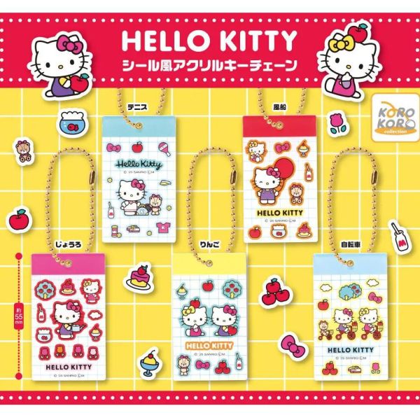 5A431『現貨』Hello Kitty貼紙風壓克力吊飾    KOROKORO   扭蛋   轉蛋 