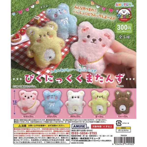 3A087『現貨』野餐小熊毛絨玩偶 AMUSE 扭蛋 轉蛋 