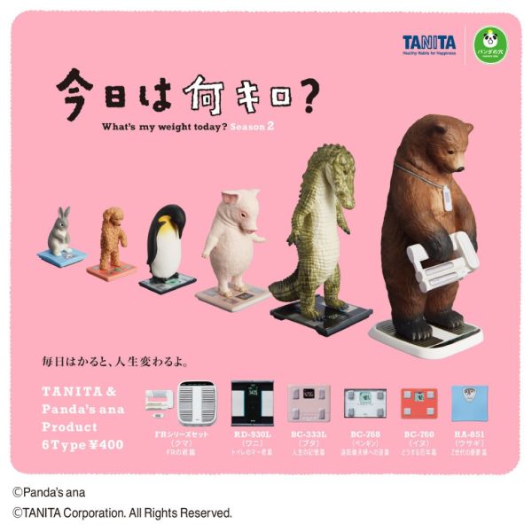 2A912『現貨』站上TANITA 體重計的動物們P2 T-ARTS 扭蛋 轉蛋 