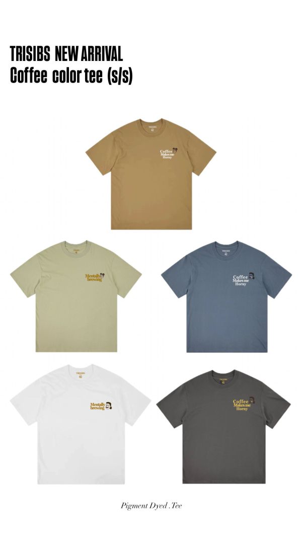 TRISIBS - 幽默咖啡人系列「coffee makes me horny」短袖TEE寬鬆純棉 