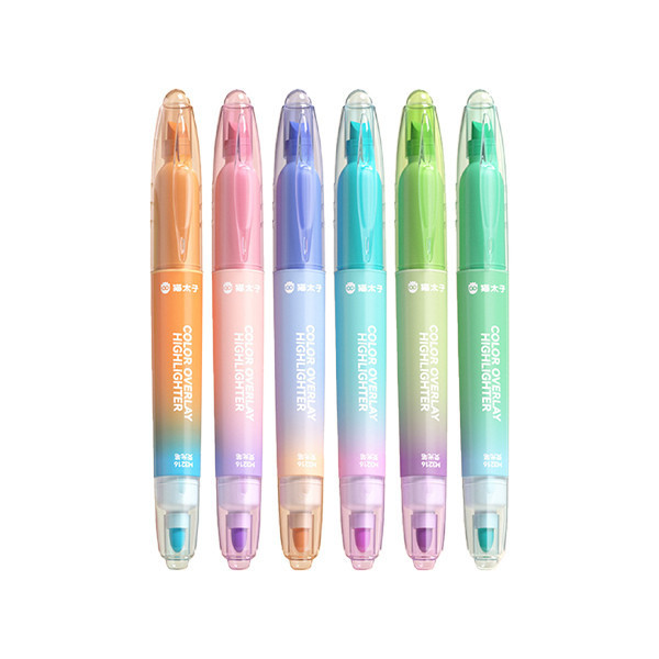 【貓太子】雙頭疊色重點標記螢光筆 雙頭螢光筆,不染色螢光筆,書寫文具,螢光筆推薦